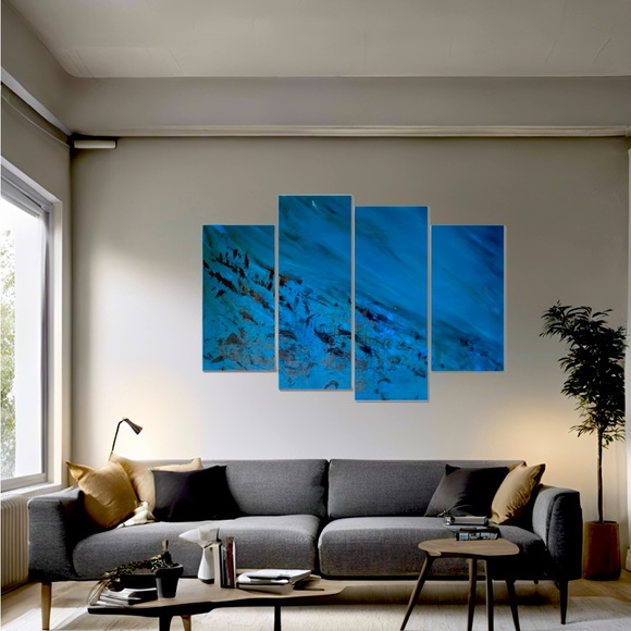 Wall hanging abstract, framed art, canvas 4 piece - Picture 2 of 3